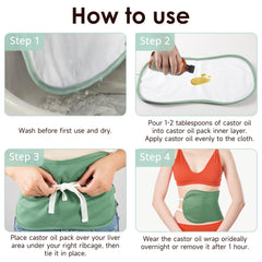 Castor oil pack being placed over liver area