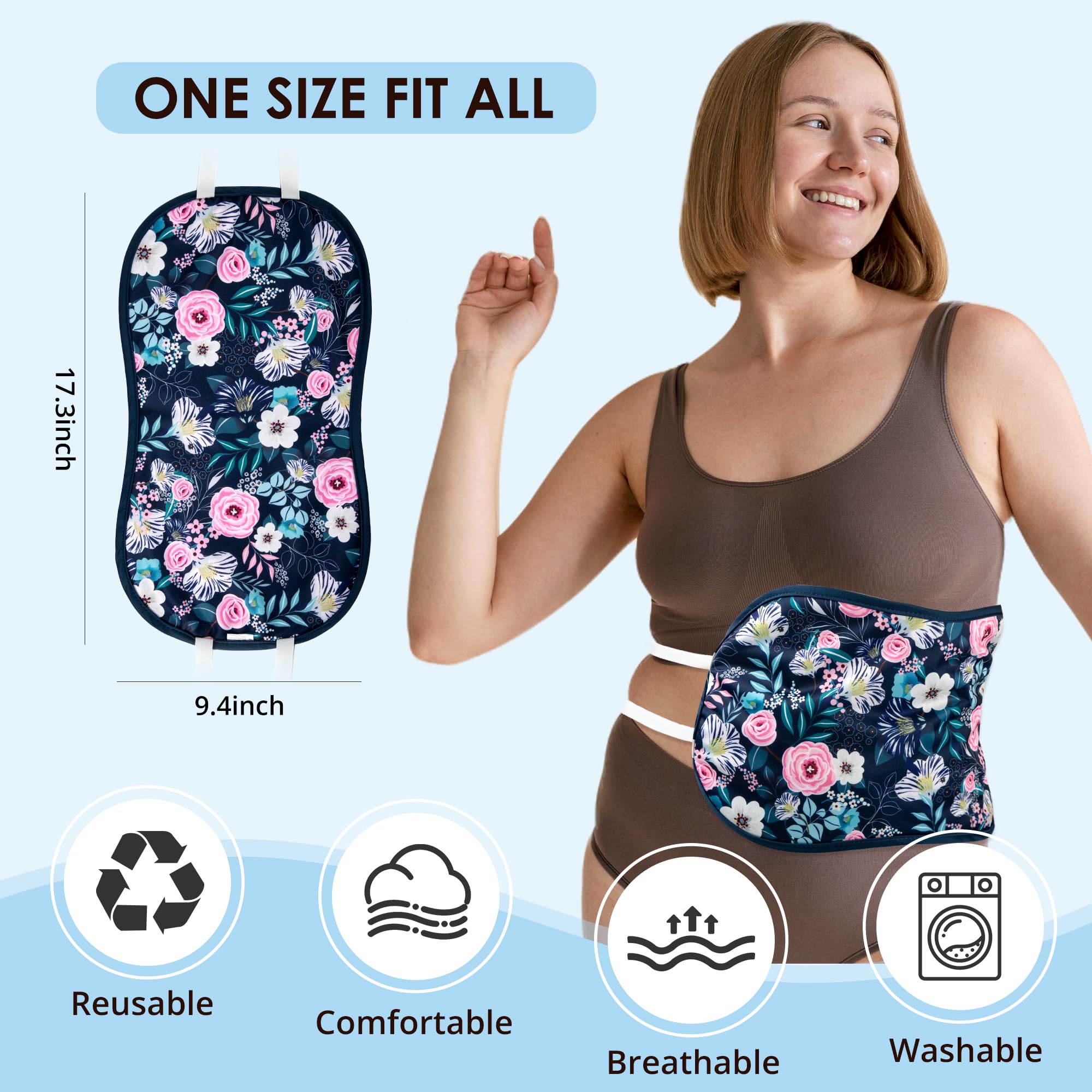 Extra-long adjustable strap on castor oil pack wrap