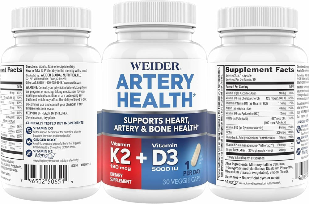 Weider Artery Health packaging with ingredients