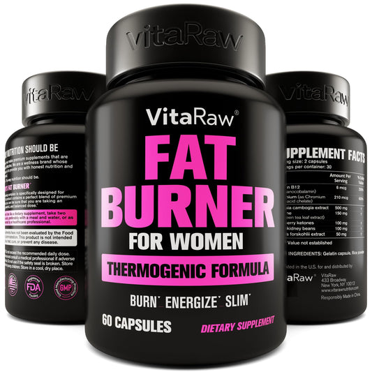 VitaRaw women's fat burner bottle with 60 capsules