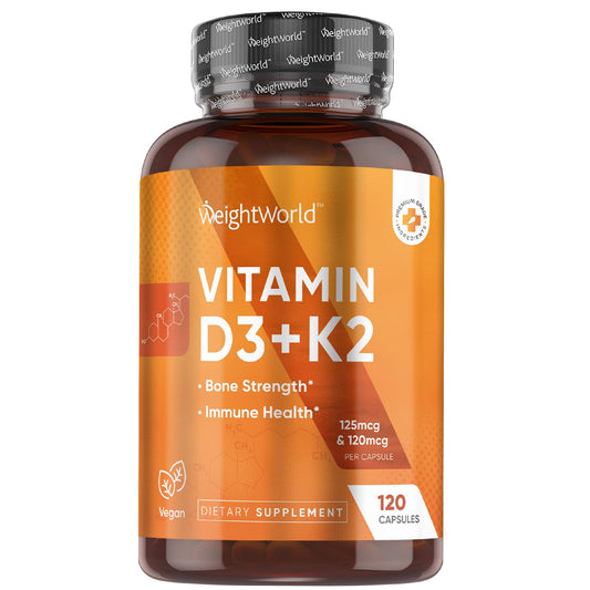 WeightWorld vegan Vitamin D3 K2 bottle with 120 capsules