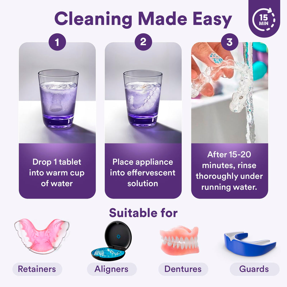 Night guard being cleaned with Weiss Naturals tablets