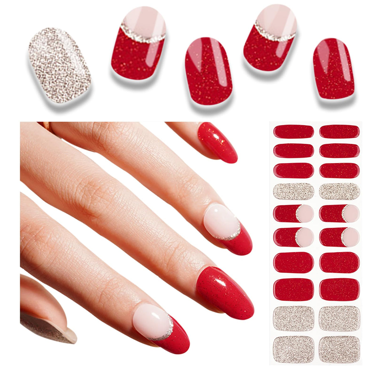 WEKCEKCEK semi-cured gel nail strips package for fast at-home manicures