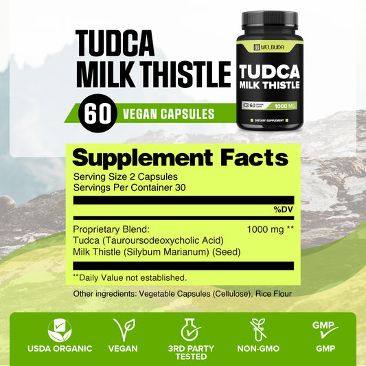 60 vegan capsules bottle of Tudca and Milk Thistle