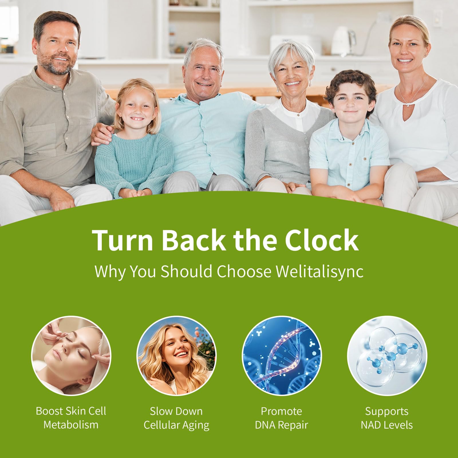 Triple-action anti-aging complex of NR, resveratrol and quercetin