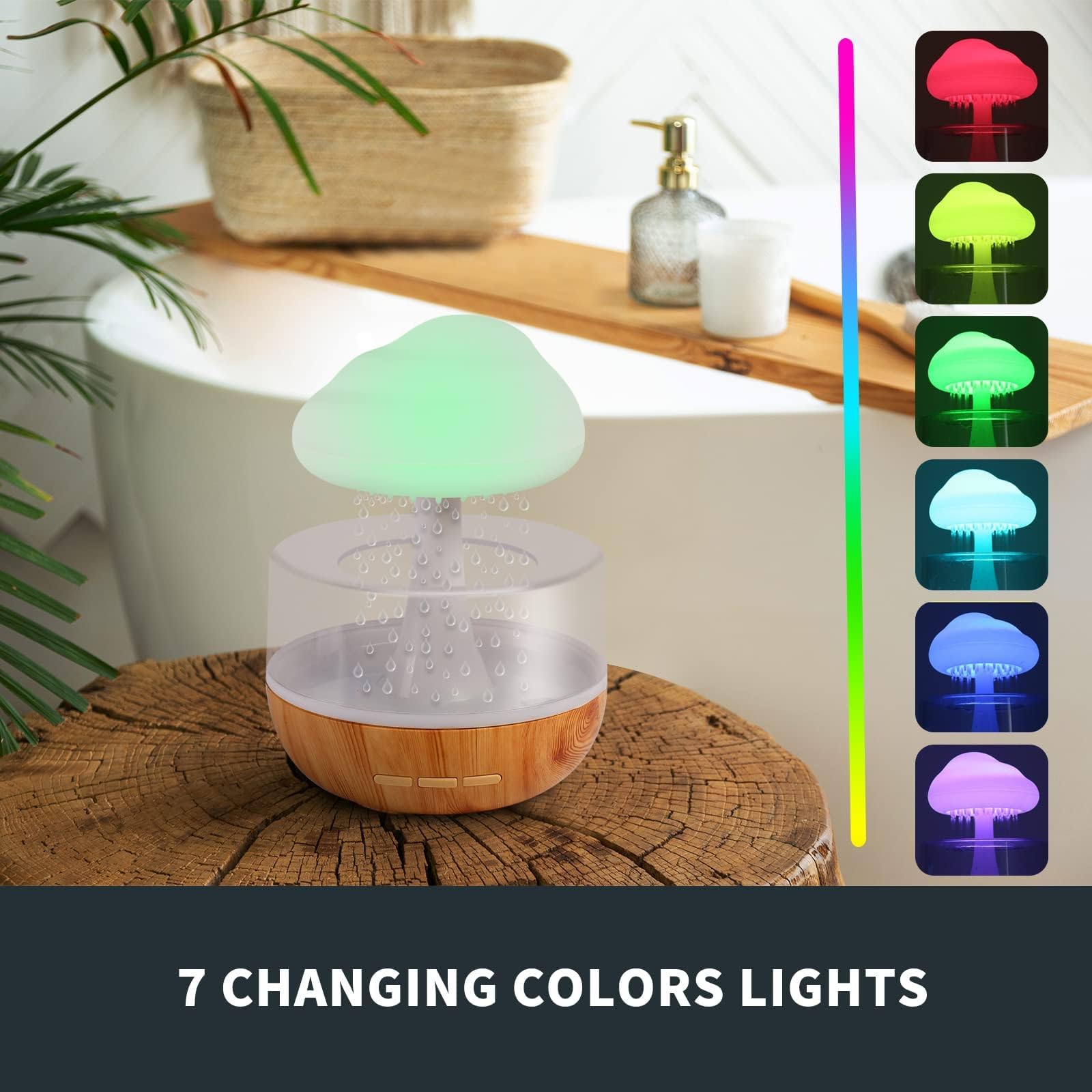 Weljoy Zen Raining Cloud Night Light Diffuser BPA-free materials