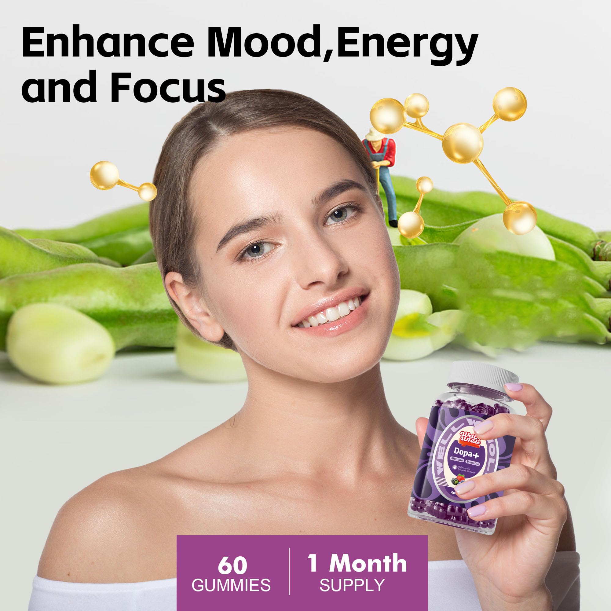 Mucuna Pruriens extract bottle label for gummies