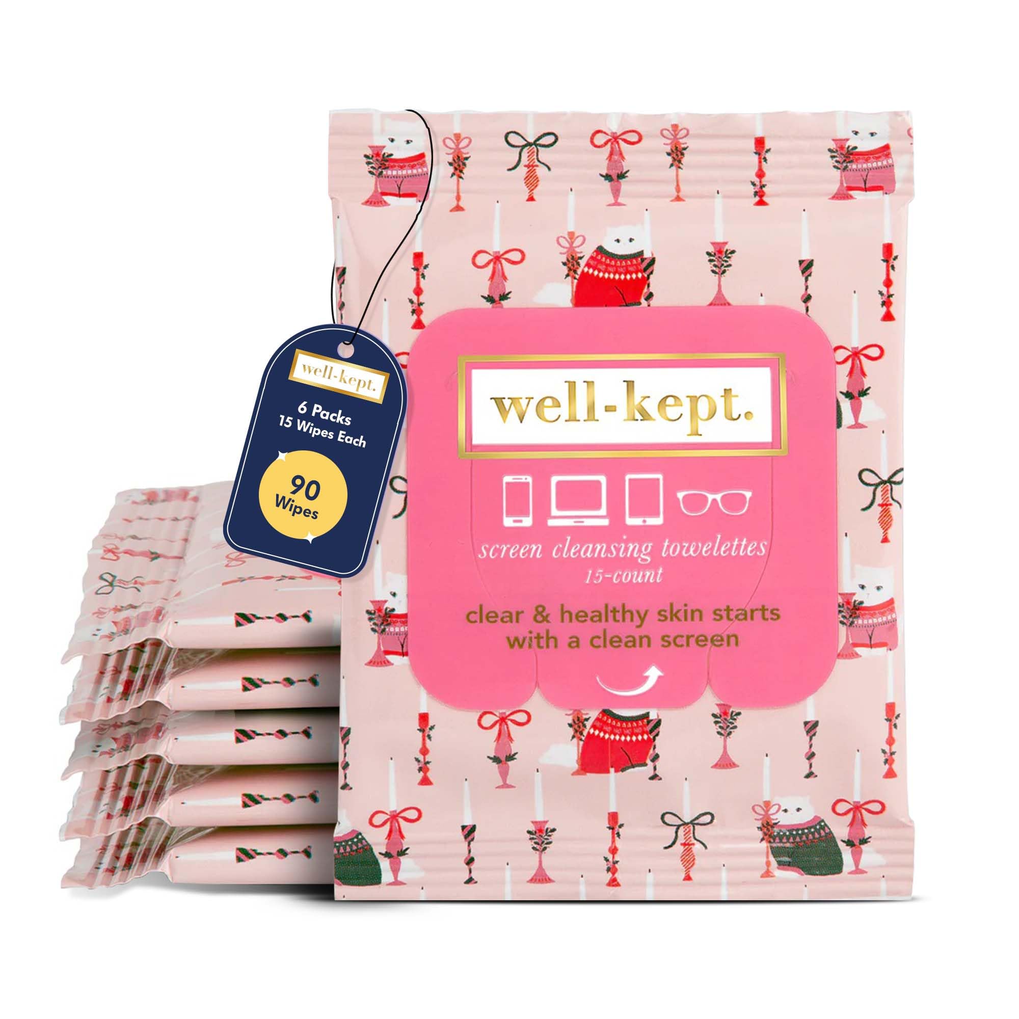 Well-Kept wipes packaging with rainbow stripes