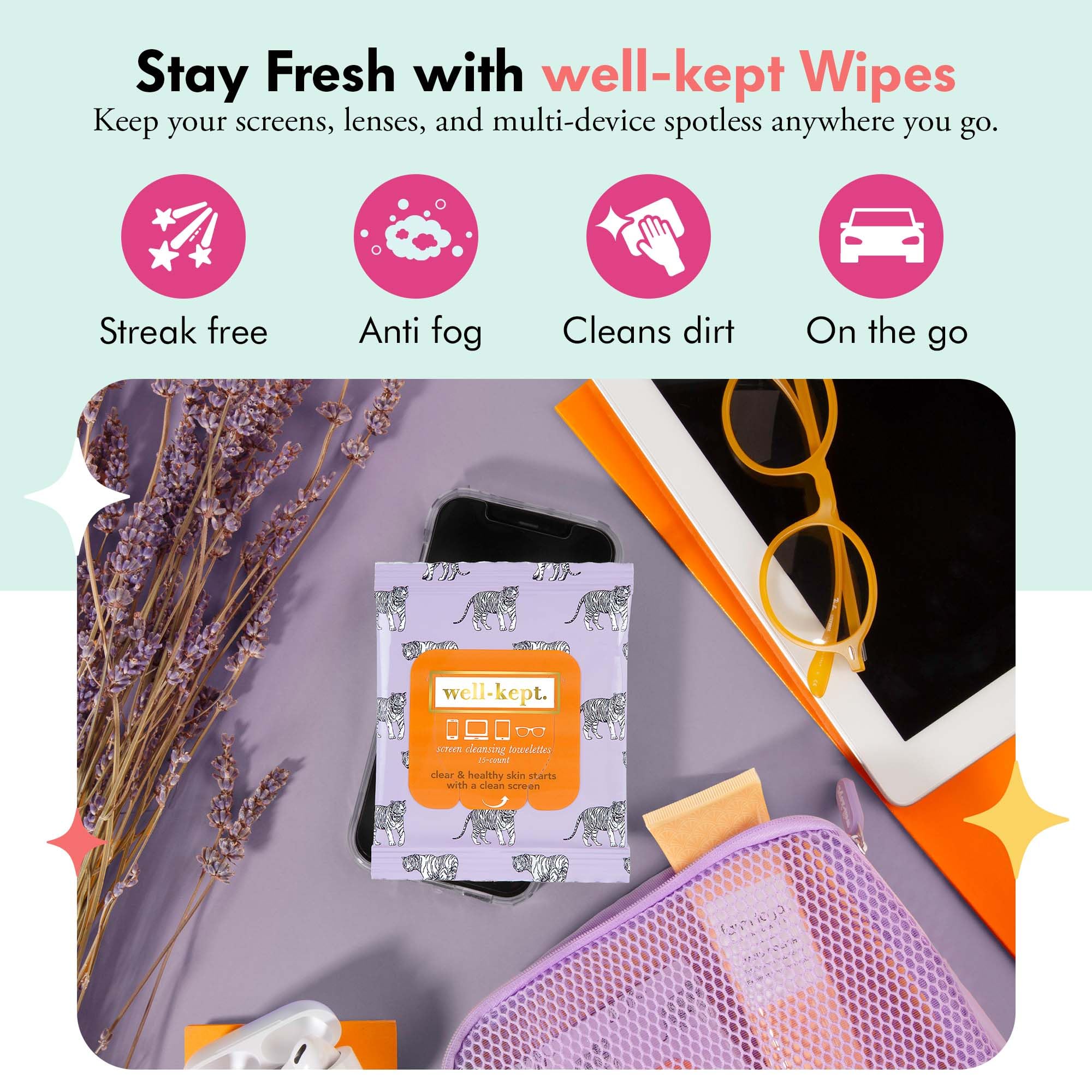 180-count resealable Well-Kept wipes pack