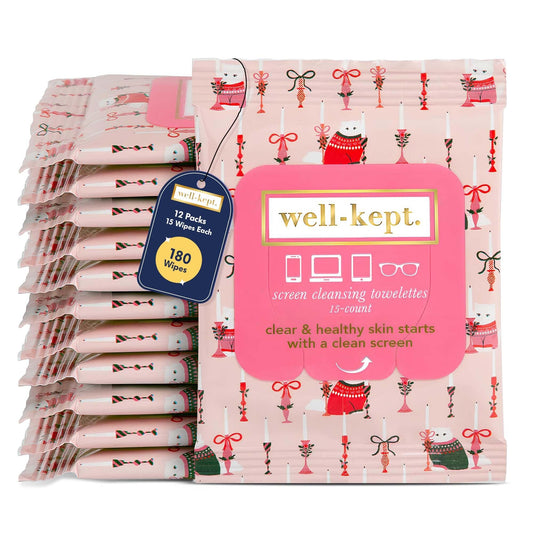 Well-Kept Tech & Lens Wipes packaging front view - 12 pack, 180 wipes