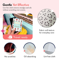 Multi-surface cleaning with Well-Kept wipes on keyboard and lens