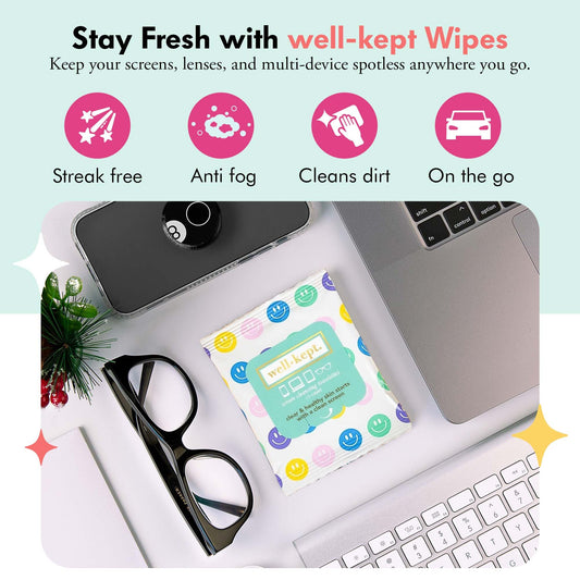 Lint-free wipe cleaning eyeglasses