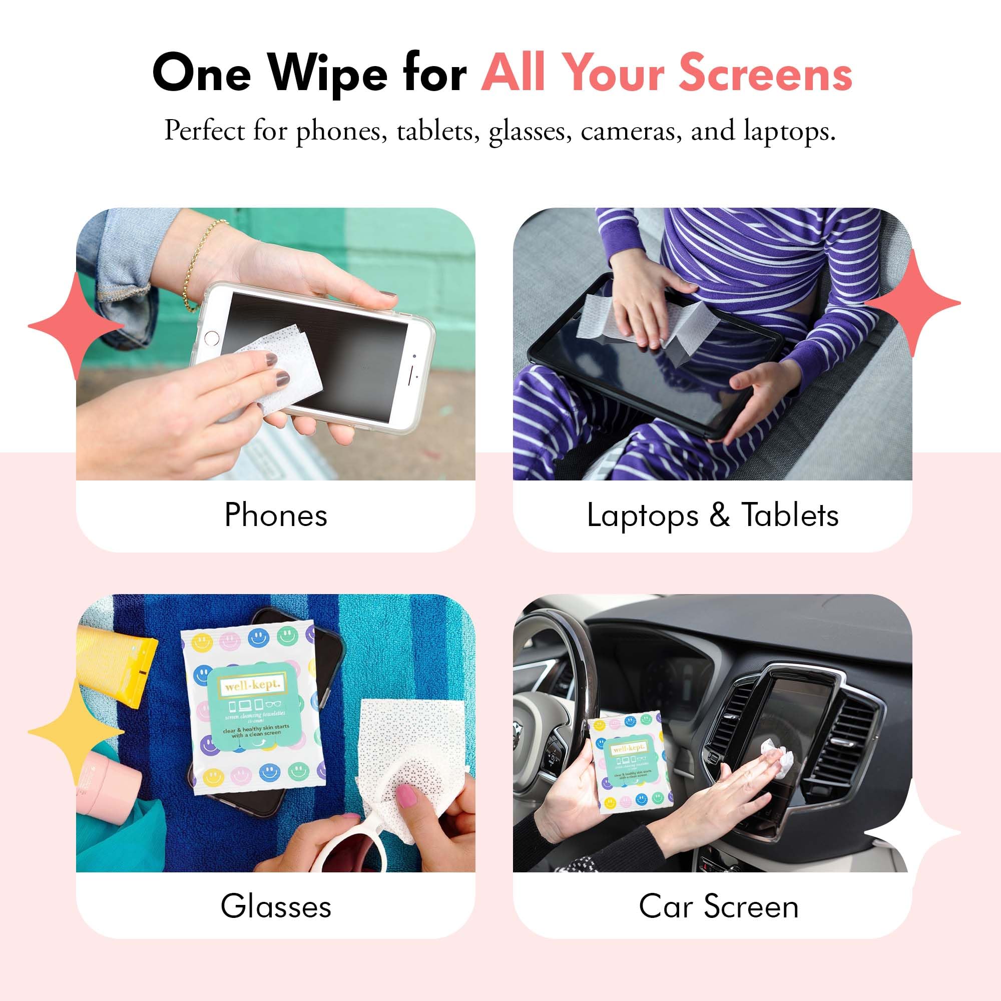Rainbow-striped Well-Kept wipes pack