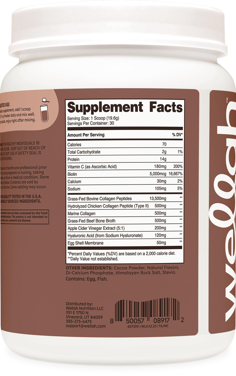 Box and bottle of Wellah Afterglow Collagen Protein + Beauty packaging