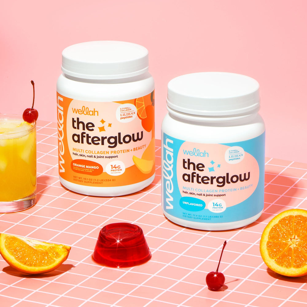 Wellah Afterglow Collagen Protein + Beauty ingredients and label