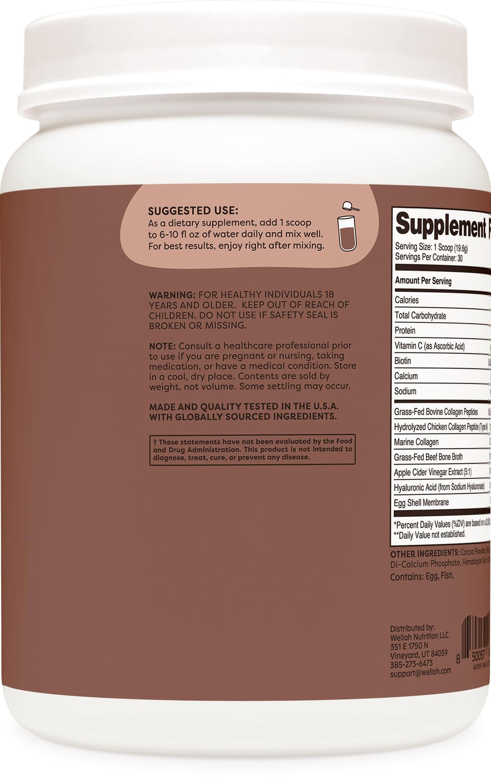 Wellah The Afterglow Multi Collagen Protein + Beauty Orange Mango flavor bottle