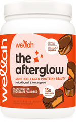 Wellah Afterglow Multi Collagen Protein + Beauty Peanut Butter Chocolate container