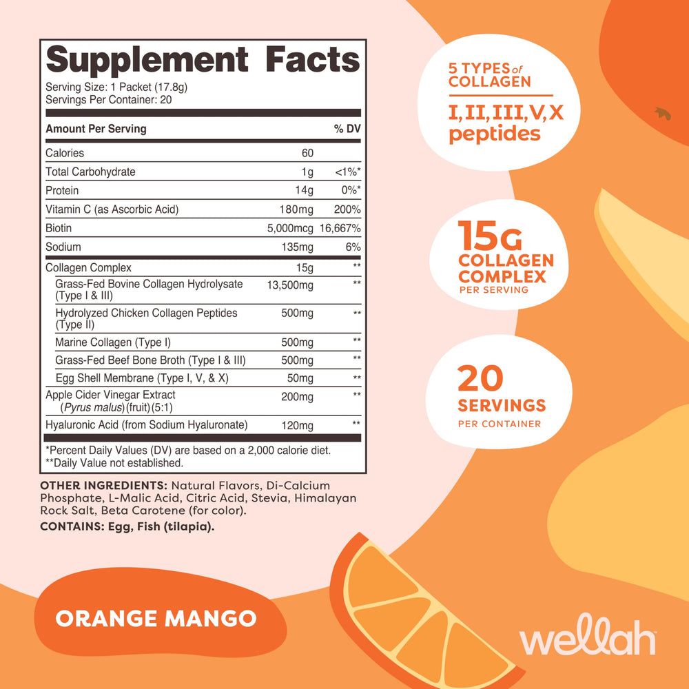 Wellah Afterglow Orange Mango collagen stickpack – side view