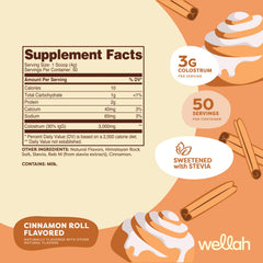 Back panel of Wellah Colostrum Cinnamon Roll container