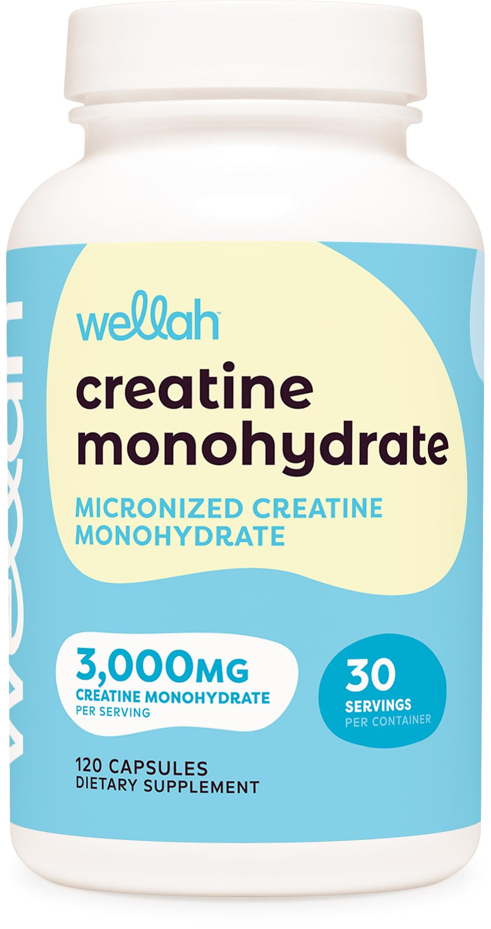 Front view of Wellah Creatine Monohydrate Capsules bottle