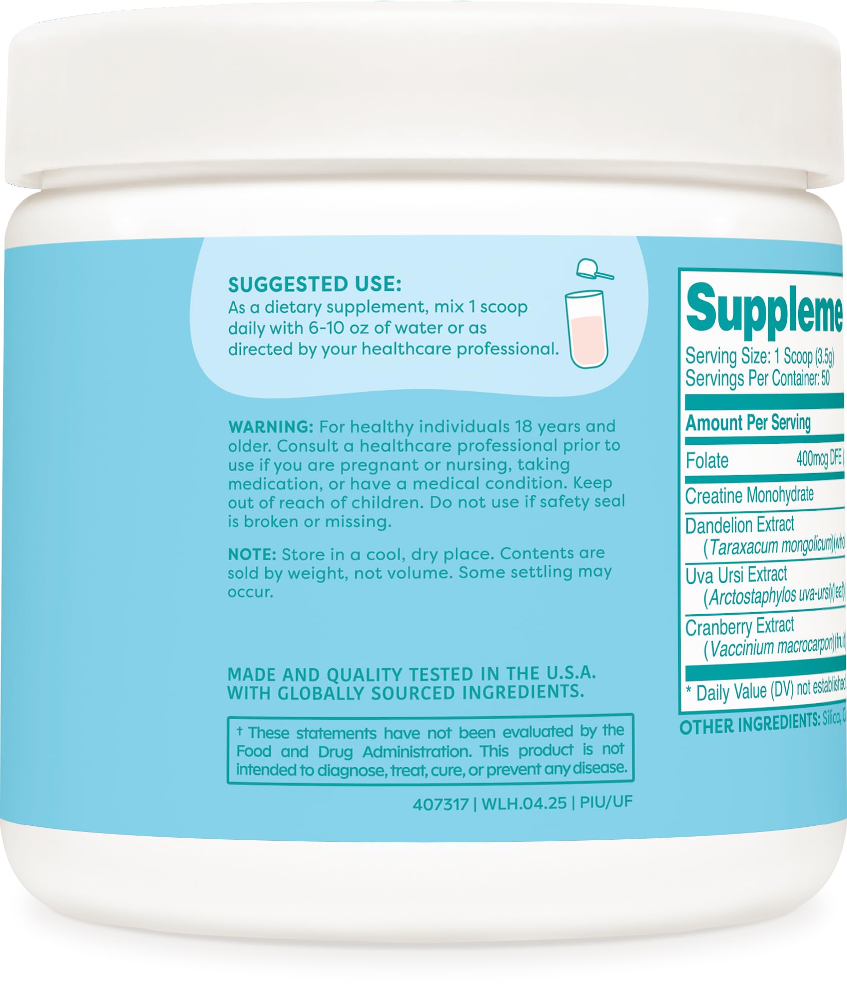 Close-up of Wellah Creatine label showing 3 g per serving