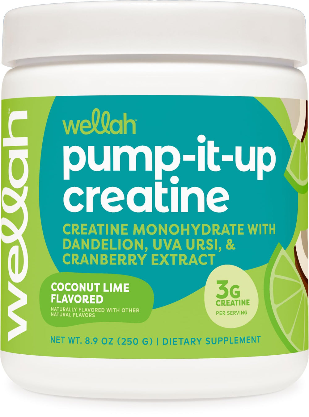 Wellah Creatine for Women Coconut Lime bottle front