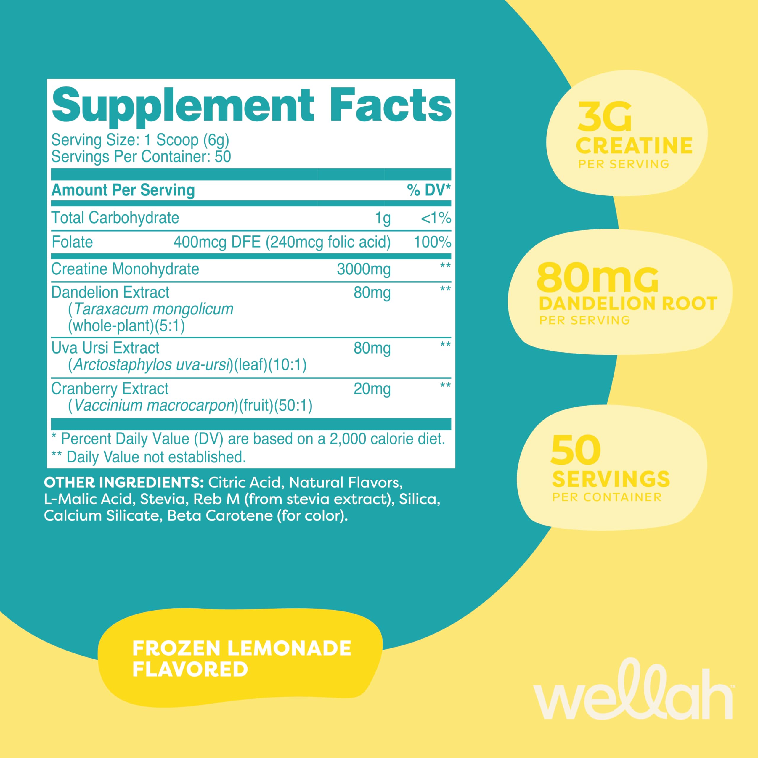 Scoop of Wellah Creatine Monohydrate with Frozen Lemonade flavor