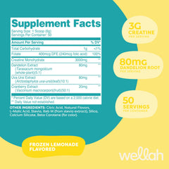 Scoop of Wellah Creatine Monohydrate with Frozen Lemonade flavor