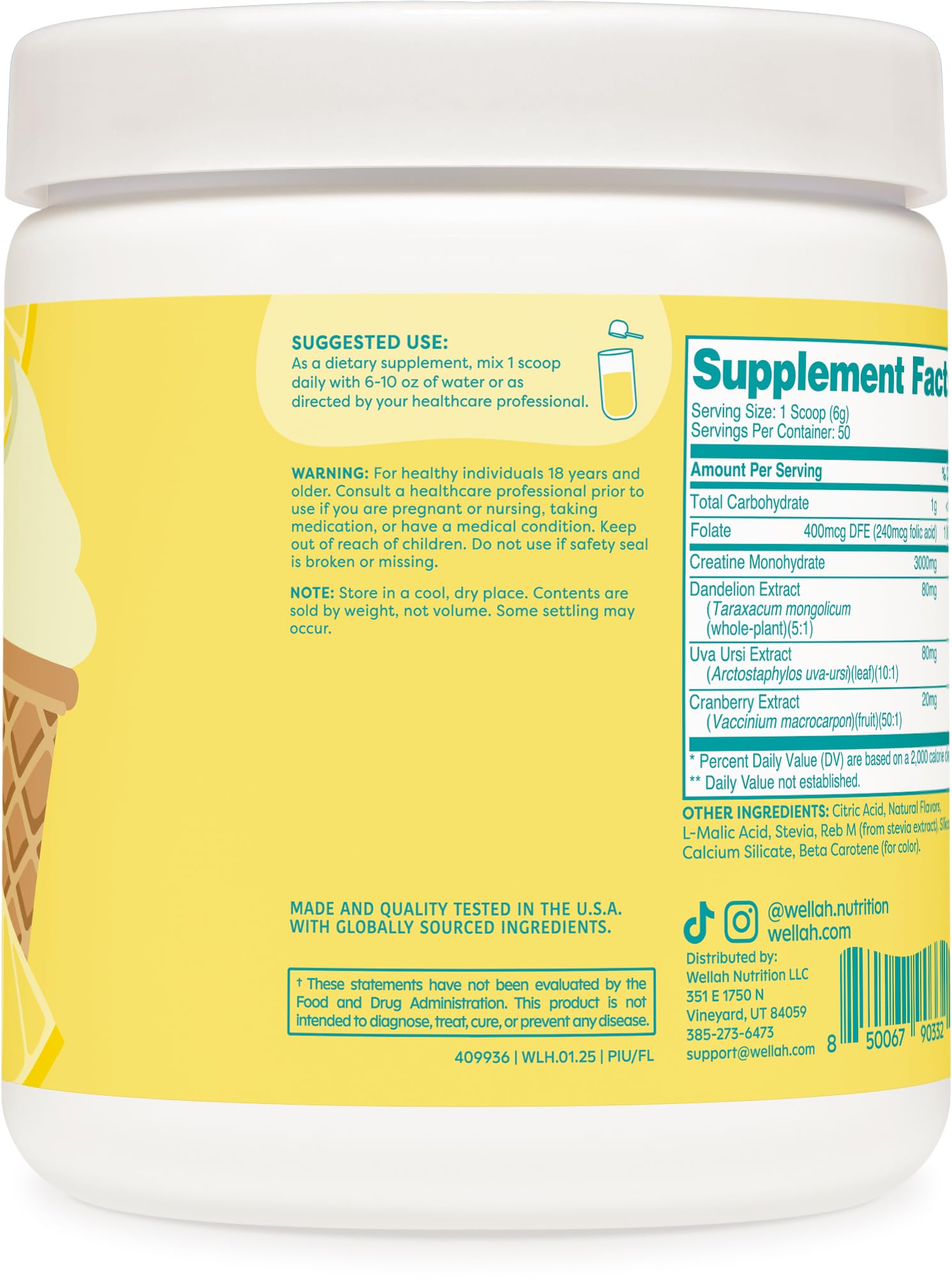 Ingredients: dandelion, uva ursi, cranberry extract with creatine monohydrate