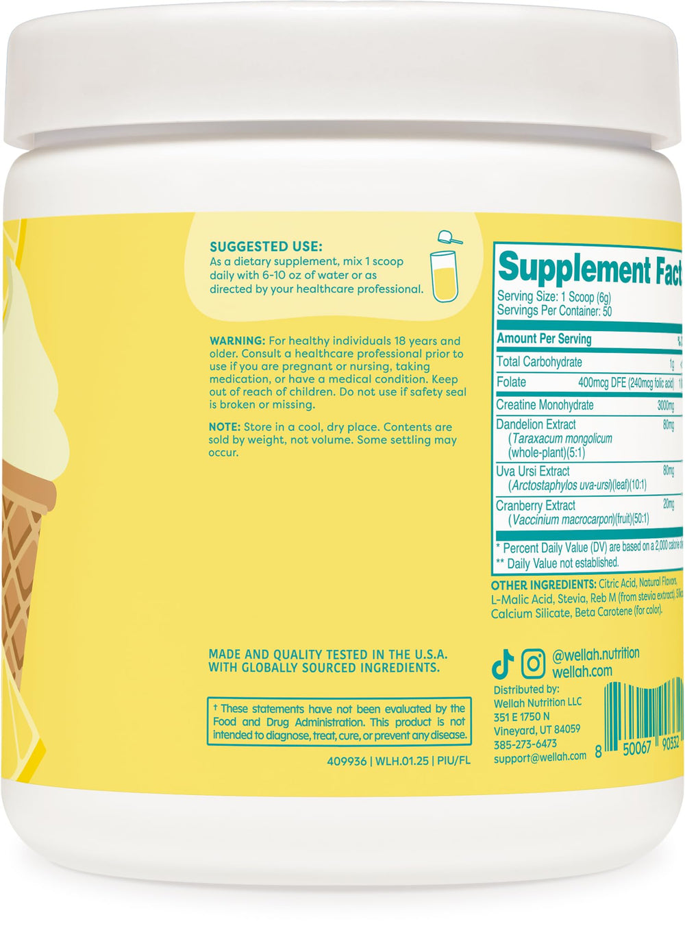 Ingredients: dandelion, uva ursi, cranberry extract with creatine monohydrate
