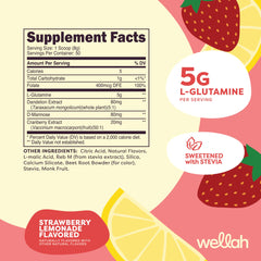 Bottle label for Wellah L-Glutamine Strawberry Lemonade
