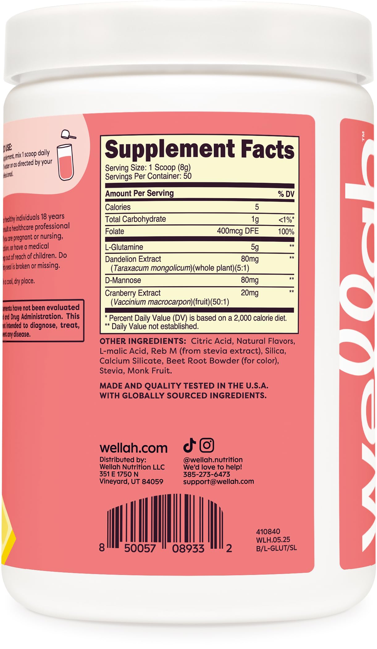 Strawberry Lemonade flavor image for Wellah L-Glutamine