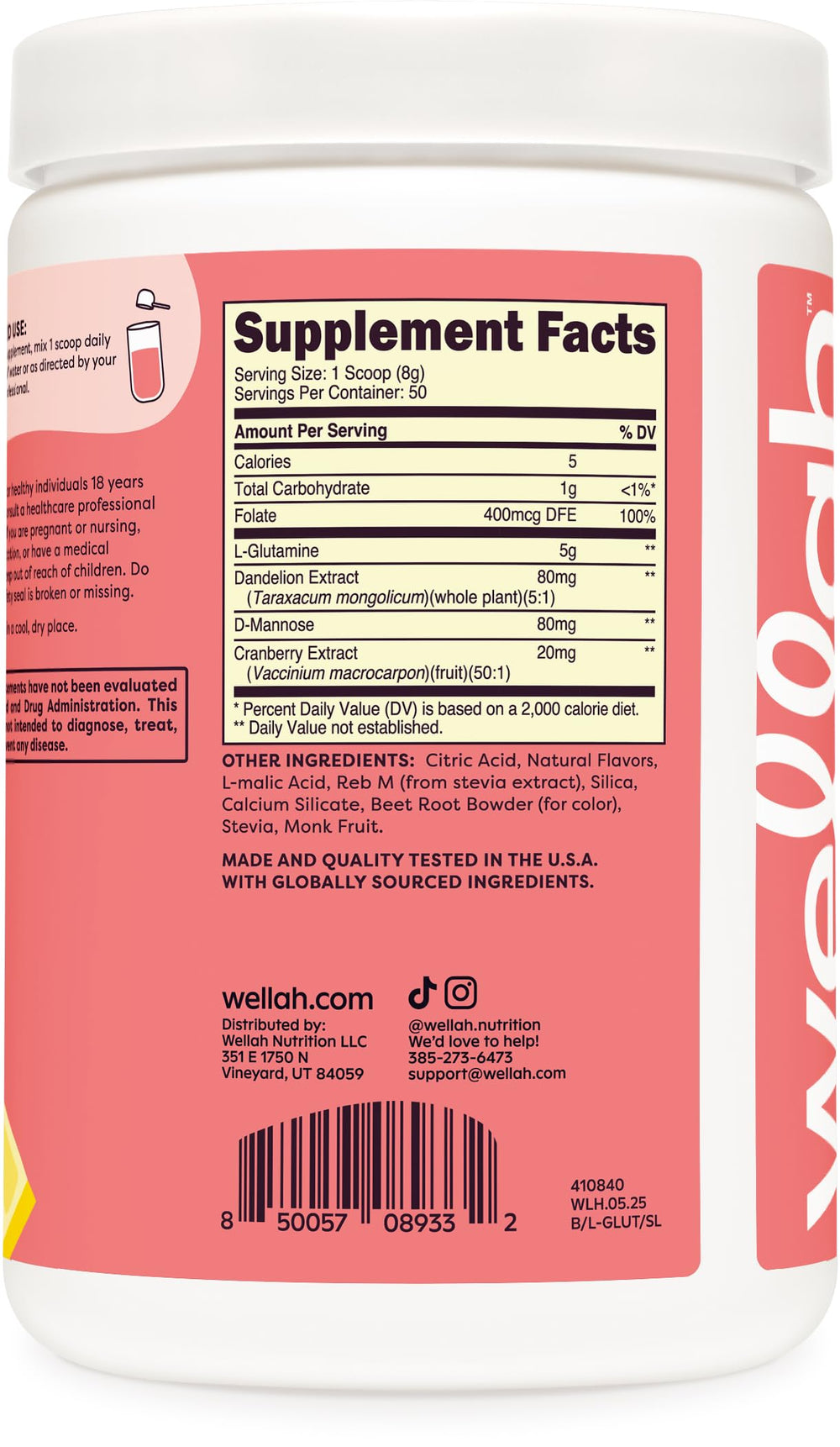 Strawberry Lemonade flavor image for Wellah L-Glutamine