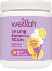 Wellah So Long Soreness BCAA Powder Frozen Lemonade flavor bottle