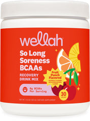 Wellah So Long Soreness BCAA Powder Fruit Punch flavor bottle