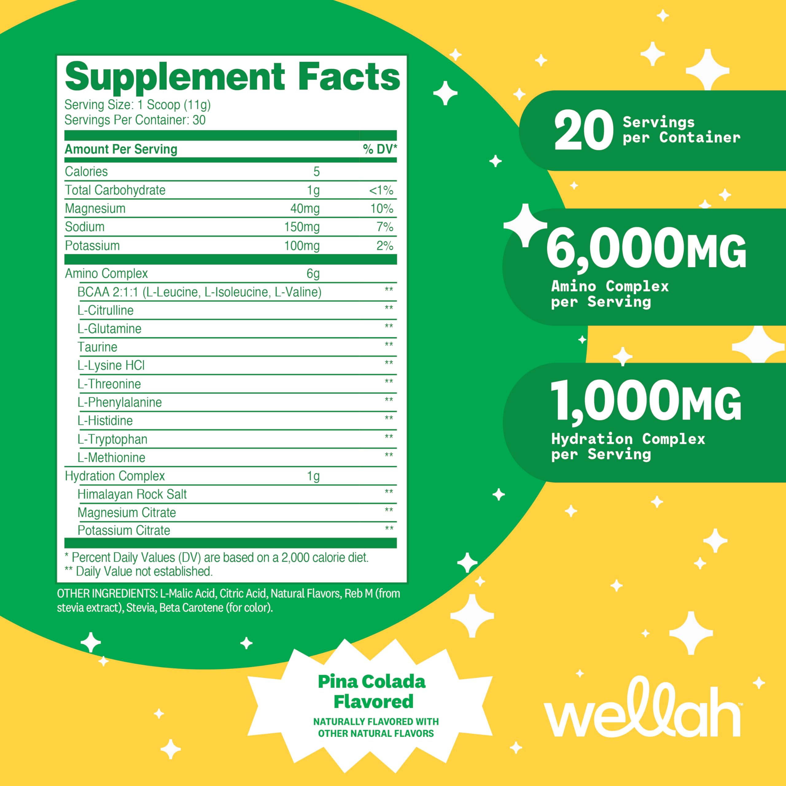 Container of Wellah So Long Soreness BCAA Powder – side view