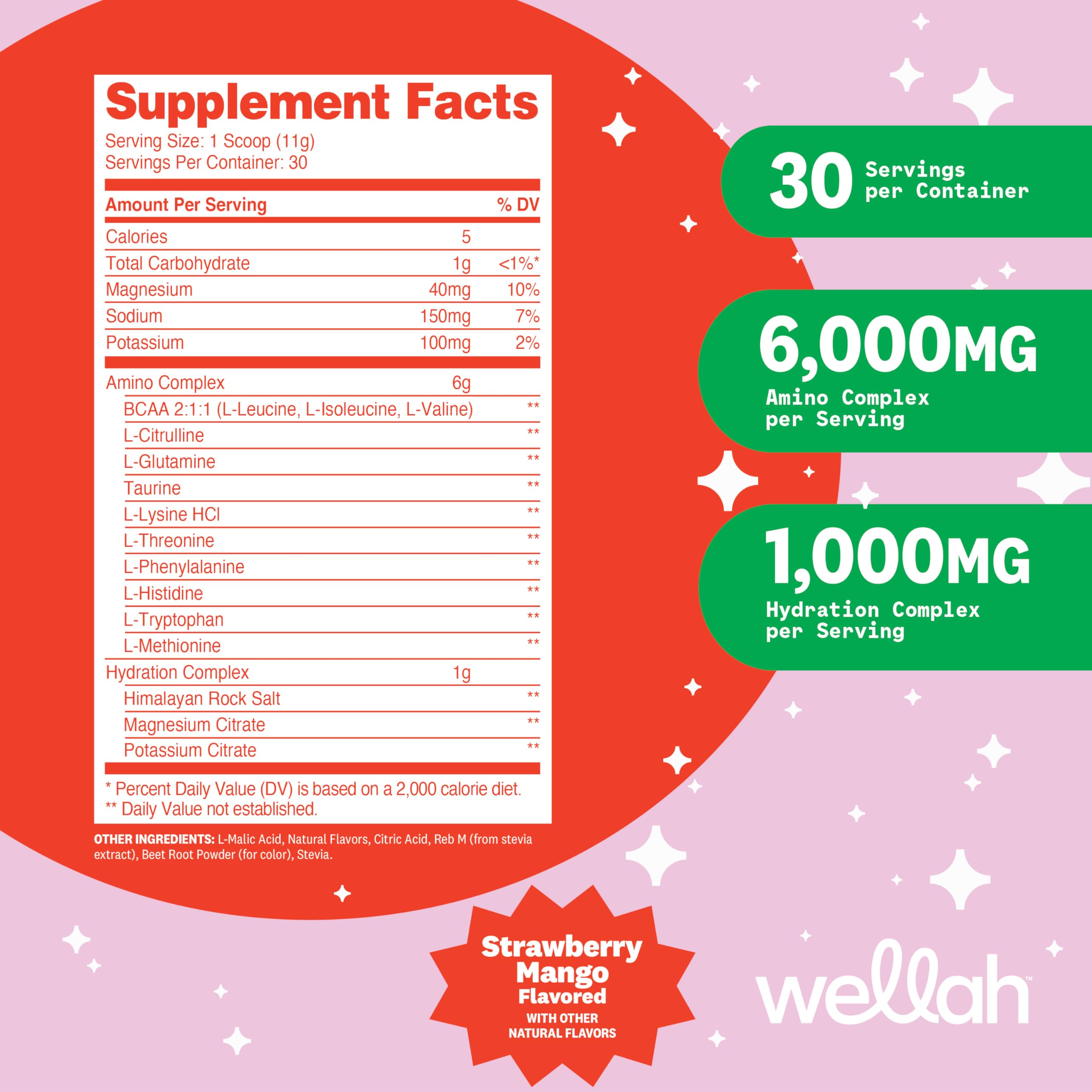 Serving of Wellah So Long Soreness BCAA Powder with hydration complex in a glass of water.