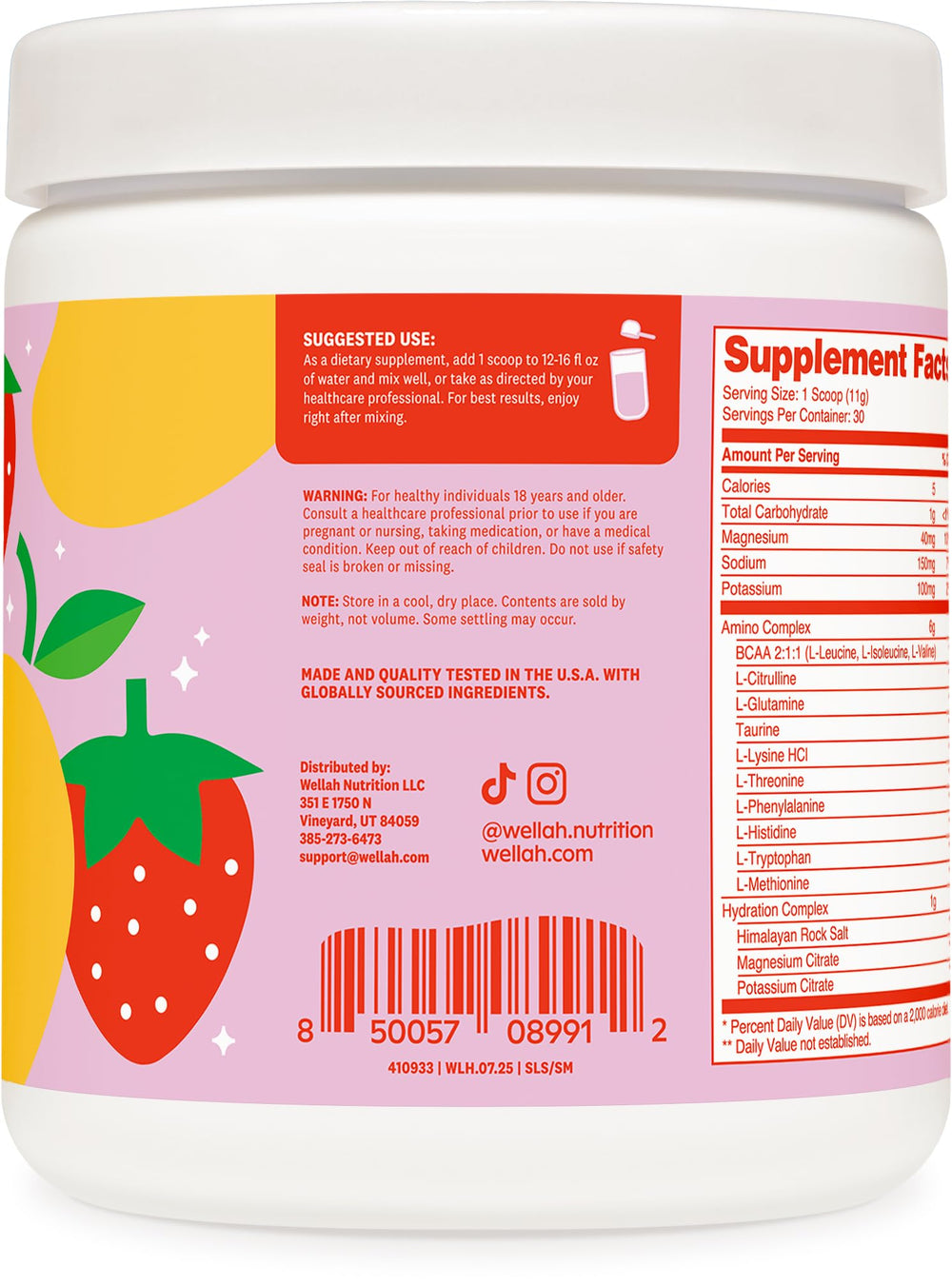 Close-up of Strawberry Mango flavored BCAA powder.