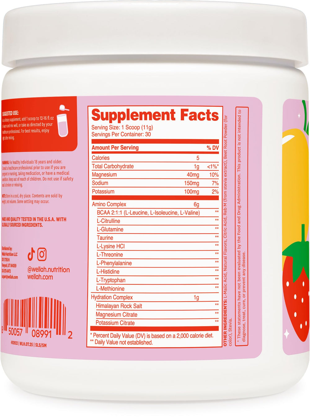 Hydration complex graphic with BCAA branding.