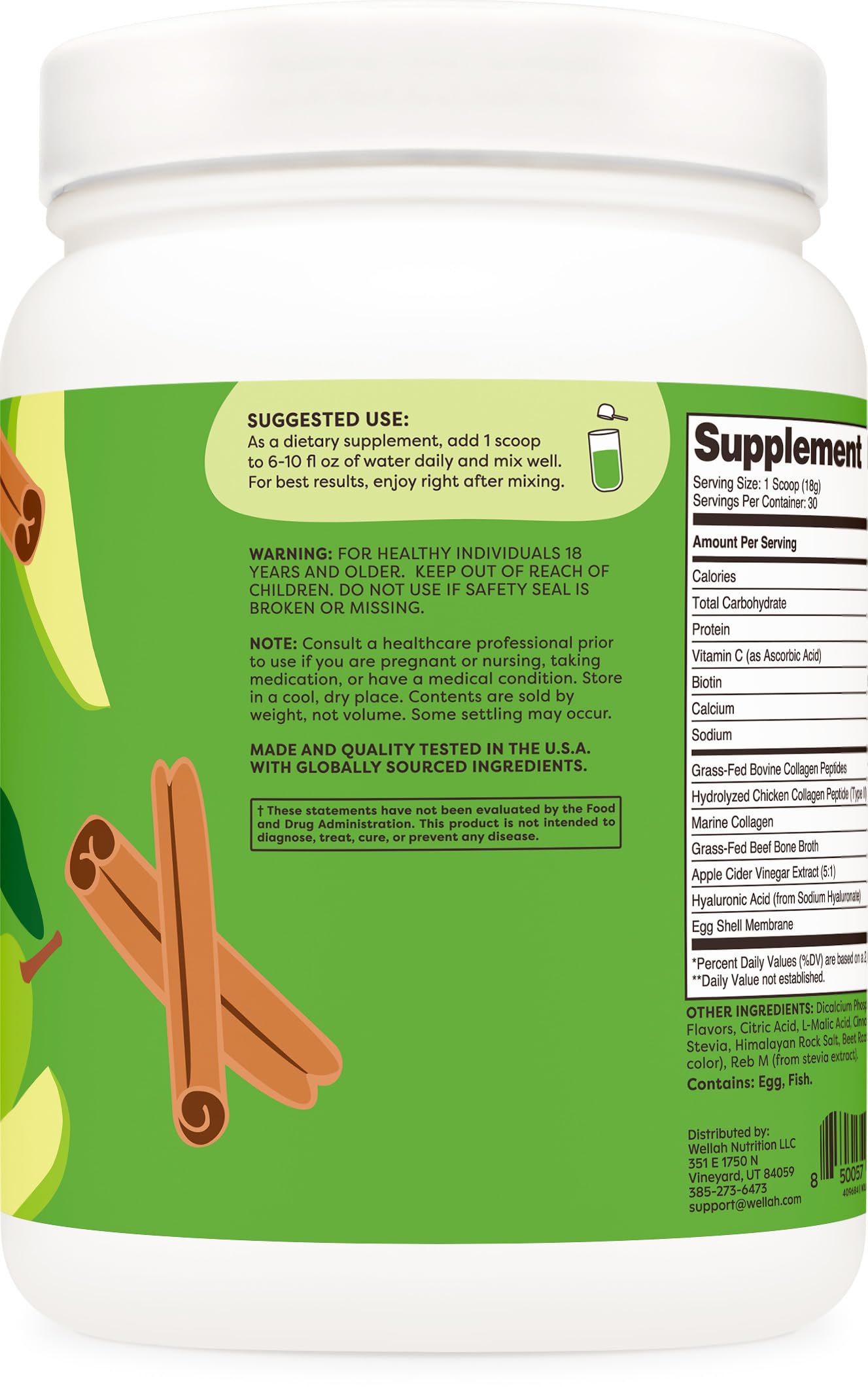 Ingredients: grass-fed bovine collagen, marine collagen, egg shell membrane