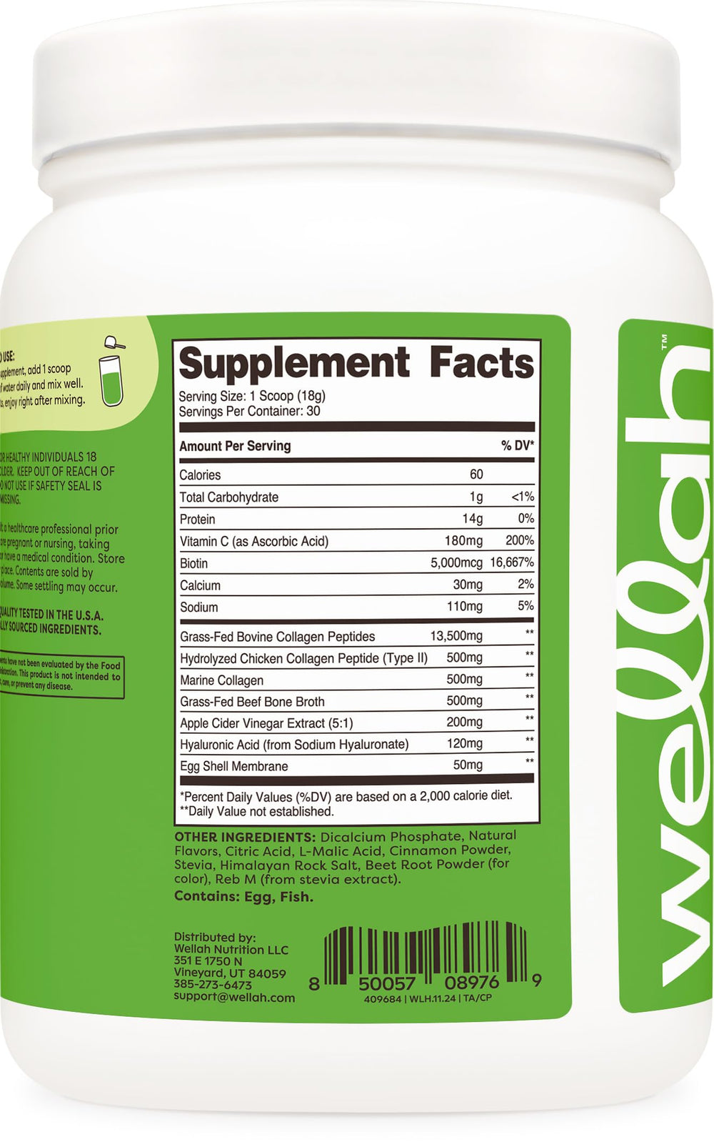 Nutrition facts and serving size for Wellah Afterglow Cinnamon Pear