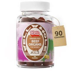 Well&Whole Grass-Fed Beef Organ Gummies bottle front shot