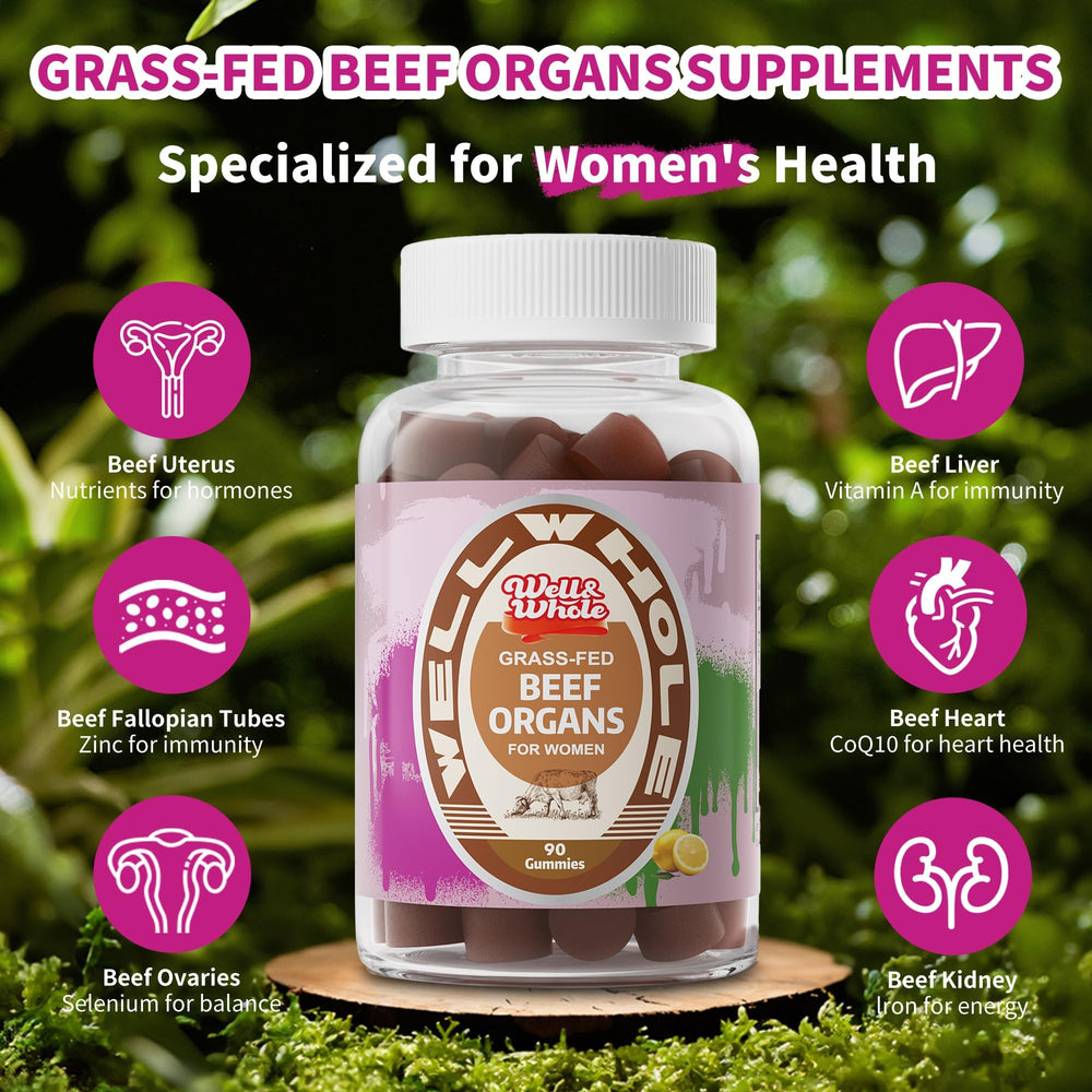 Key nutrients image featuring B12, Vitamin A, Iron, Zinc and Coenzyme Q10