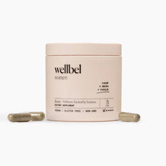 WELLBEL Women Clean bottle front showing vegan capsules for hair, skin, nails