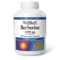 WellBetX Berberine bottle showing 500 mg per vegan, gluten-free capsule