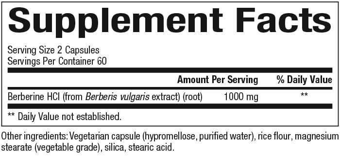 Close-up of berberine capsule with 500 mg per serving