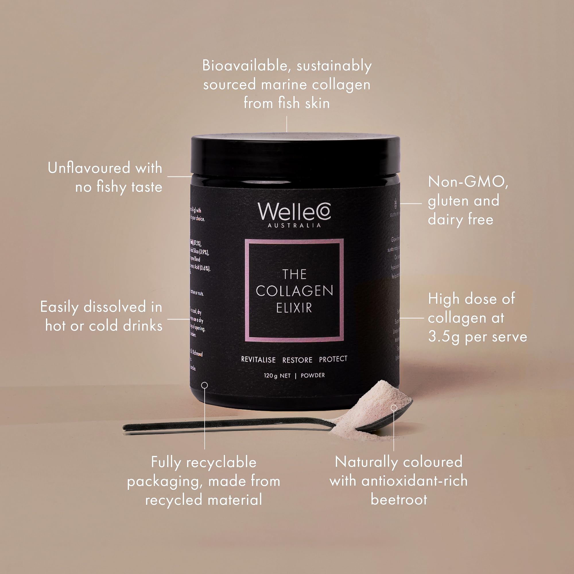 WelleCo The Collagen Elixir bottle back panel