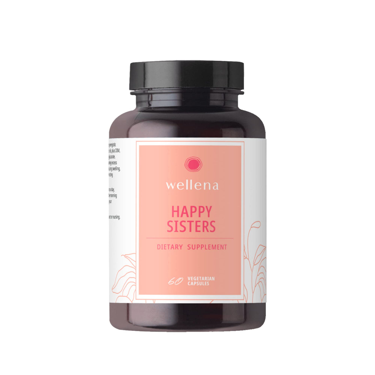 Happy Sisters Wellena supplement bottle with 60 vegetarian capsules