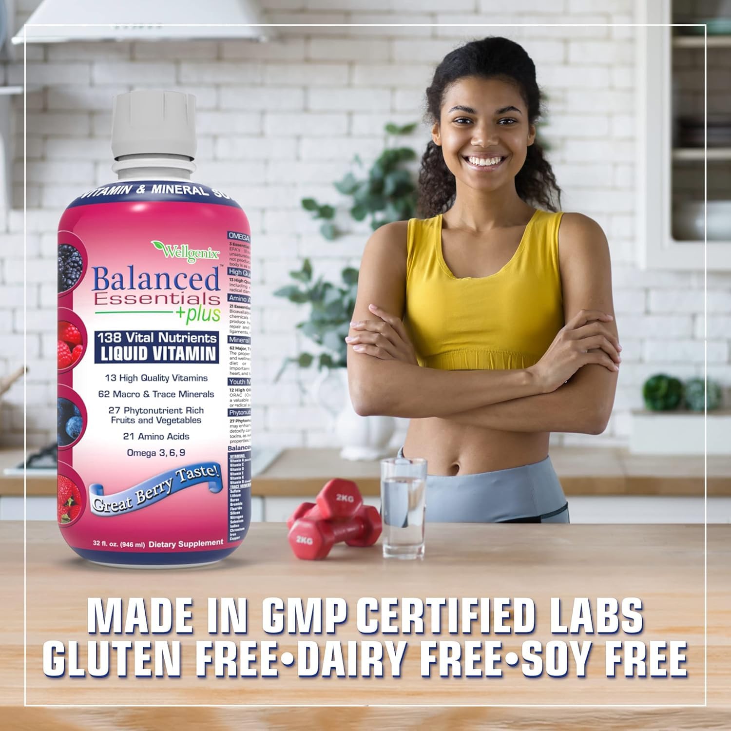 All-in-one liquid vitamin claim on packaging