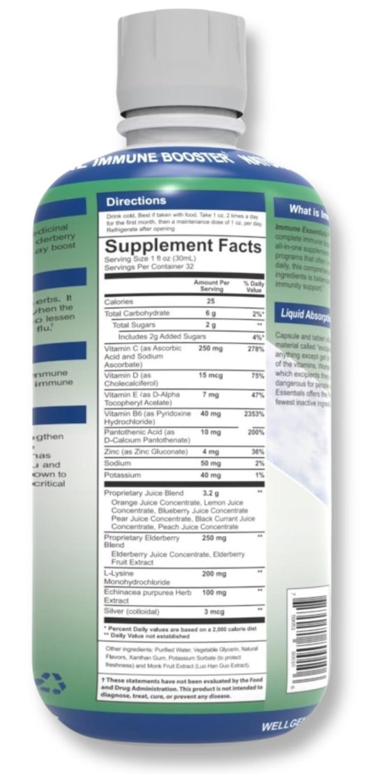 Close-up of Wellgenix Immune Essentials fruit punch label